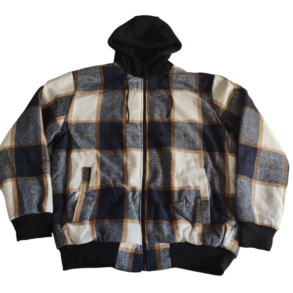 NWT Original Deluxe XL Plaid Sherpa Lined Hoodie Flannel Jacket